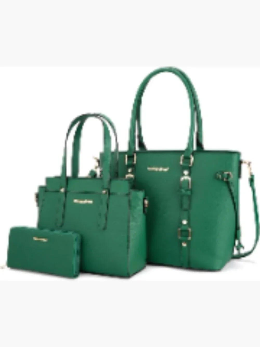 3 Piece PU Leather Purse Set Tote Satchel Wallet Adjustable Shoulder Strap